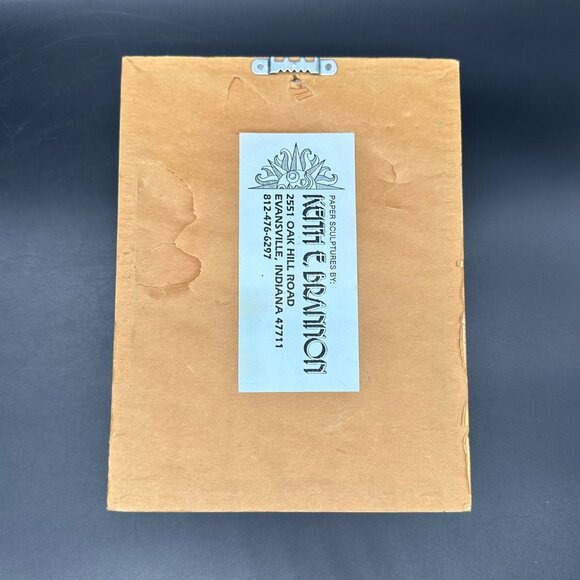 Vintage Paper Sculpture Southwest Shadow Box Art Keith E Brannon Bull Skull - Picture 5 of 9